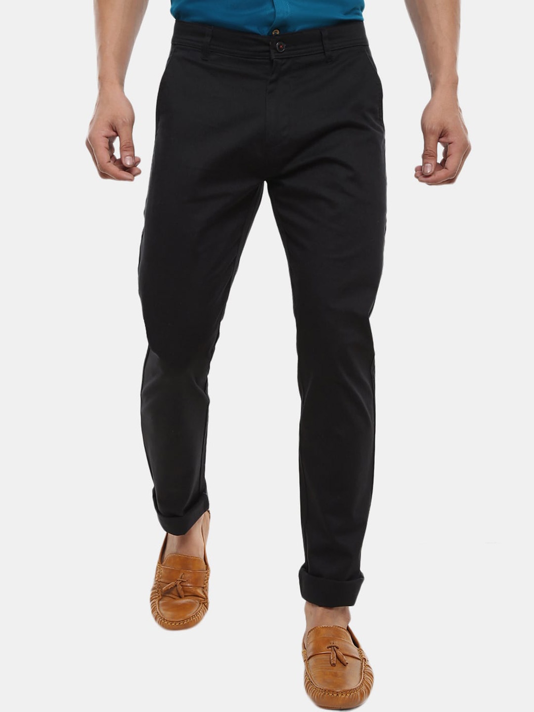 

V-Mart Men Black Classic Slim Fit Cotton Trousers