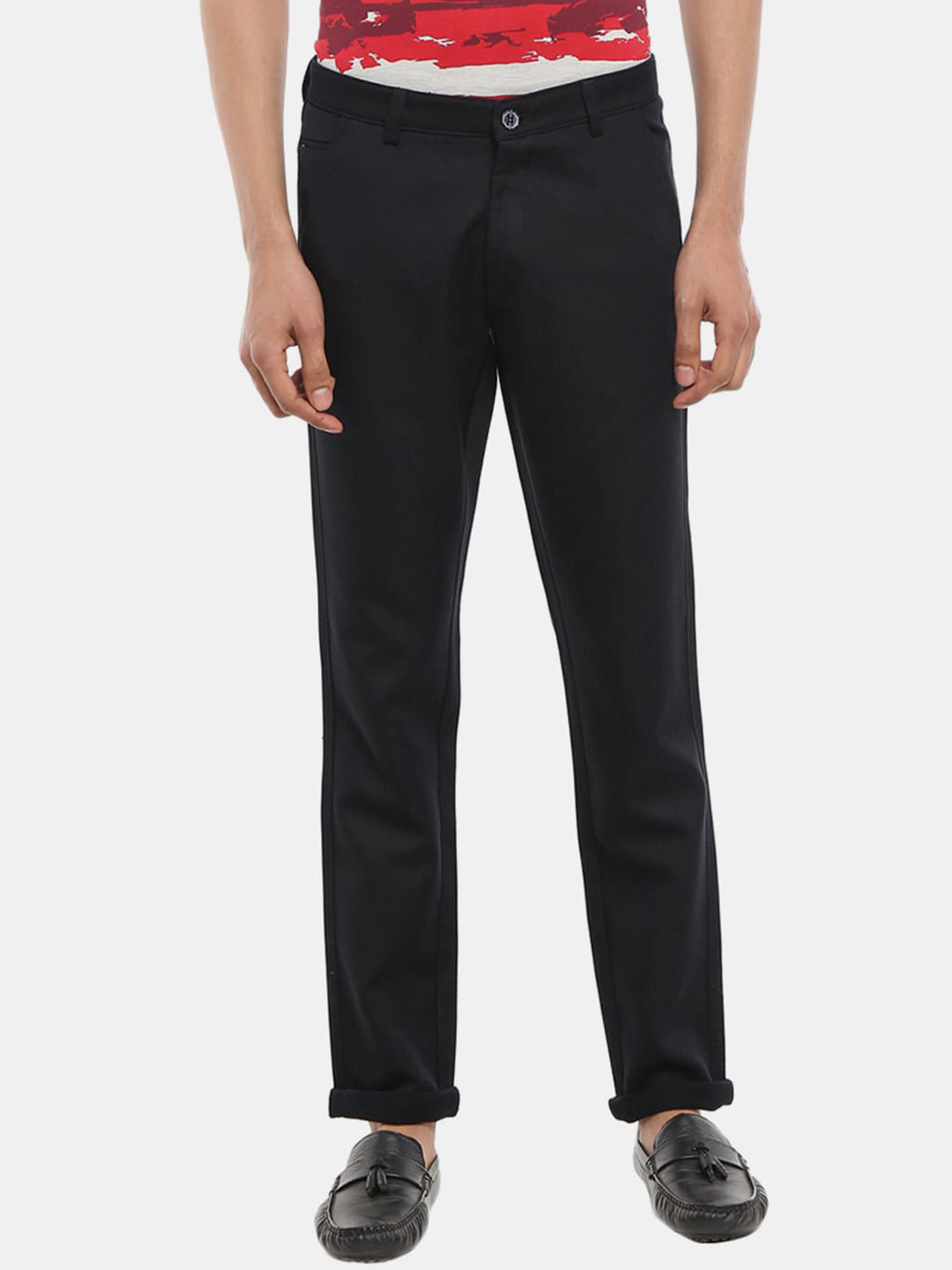 

V-Mart Men Black Classic Slim Fit Cotton Chinos Trousers