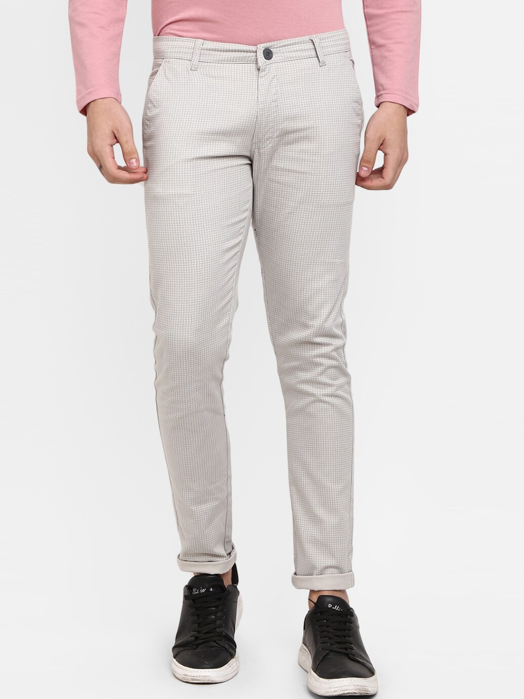 

V-Mart Men Grey Classic Slim Fit Chinos Trousers