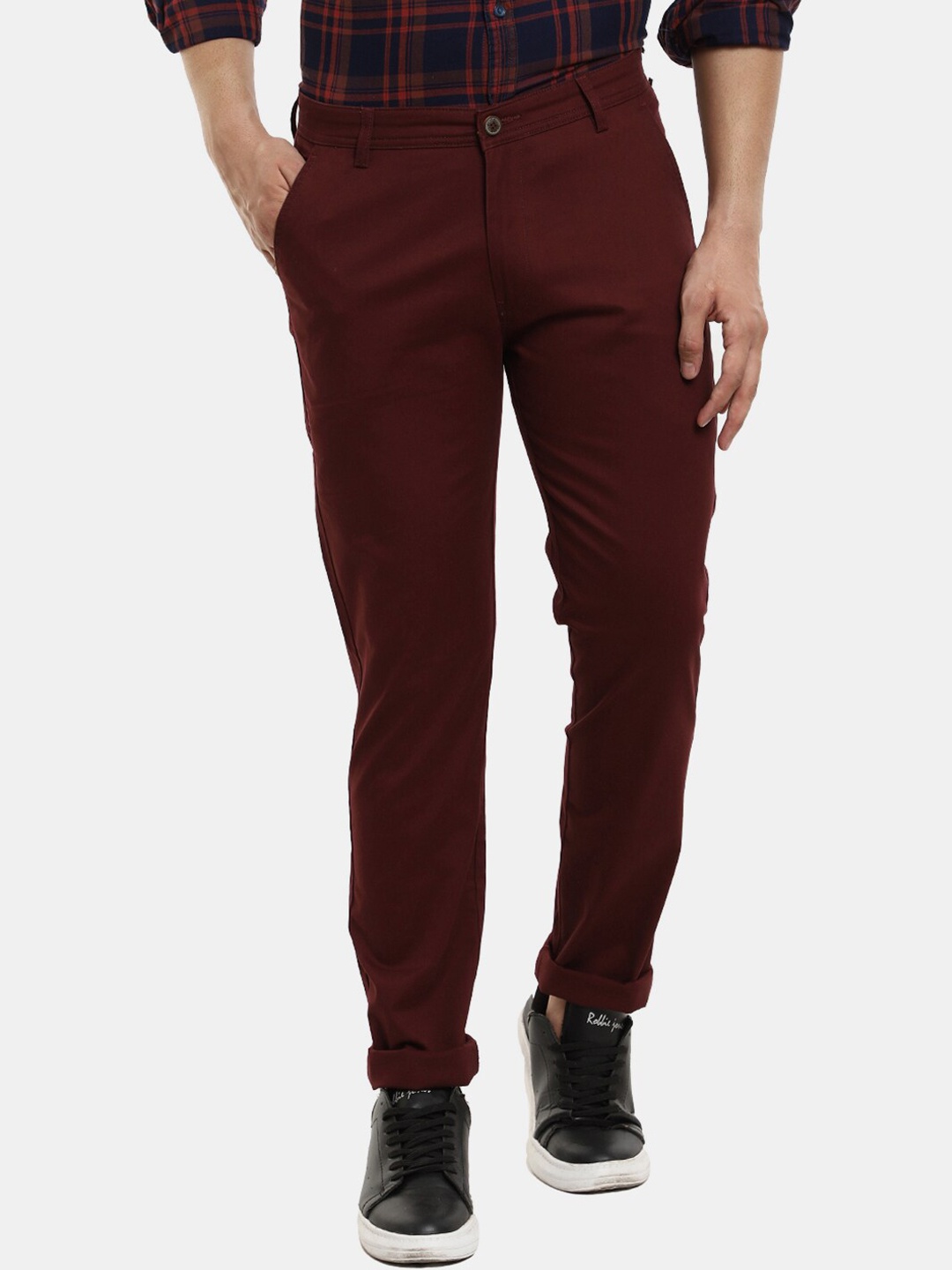 

V-Mart Men Maroon Classic Slim Fit Cotton Trousers