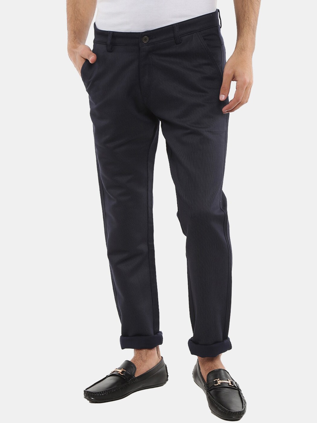 

V-Mart Men Classic Slim Fit Cotton Trousers, Black