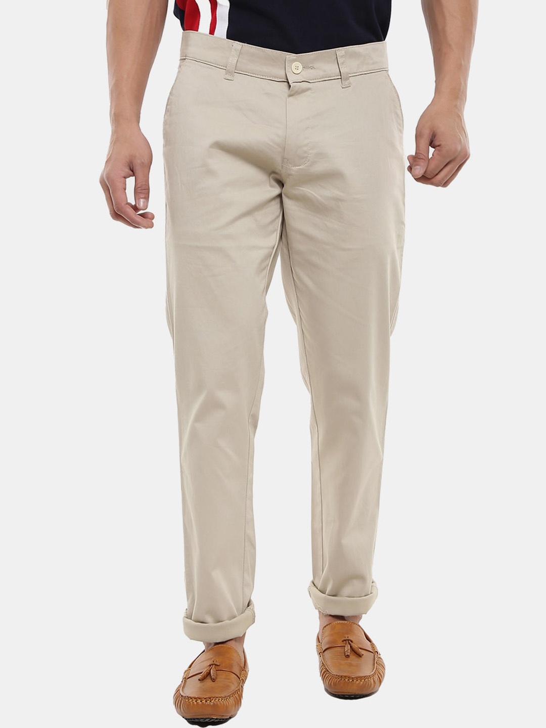 

V-Mart Men Cream Classic Slim Fit Trouser