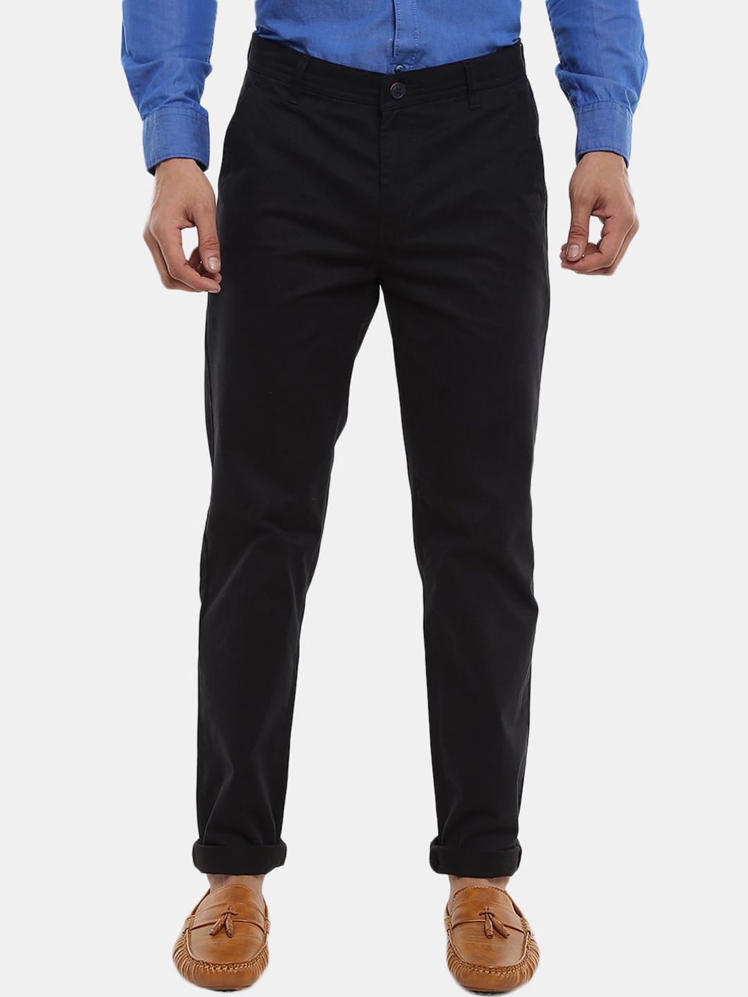 

V-Mart Men Black Cotton Classic Slim Fit Chinos Trousers