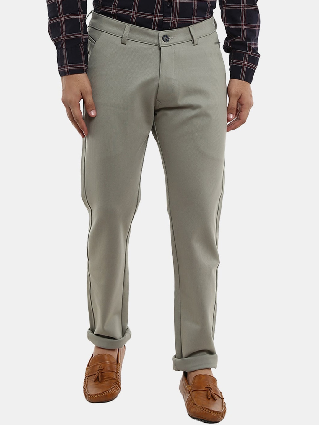 

V-Mart Men Green Cotton Classic Slim Fit Chinos Trousers