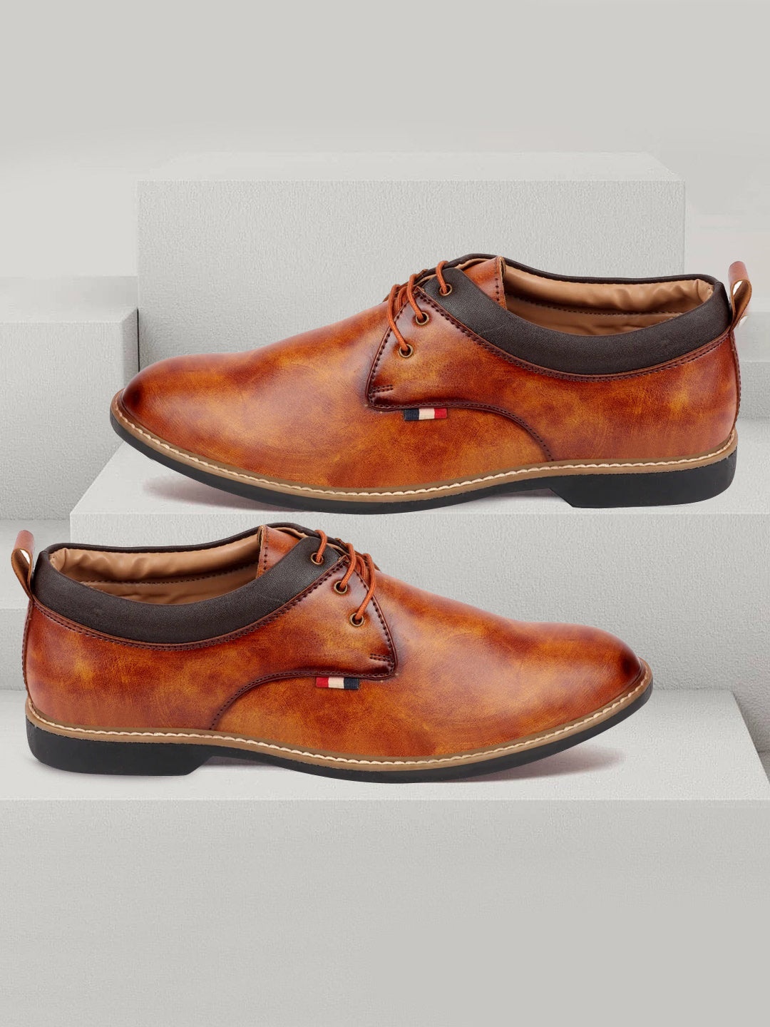 

FAUSTO Men Tan Solid Formal Oxfords