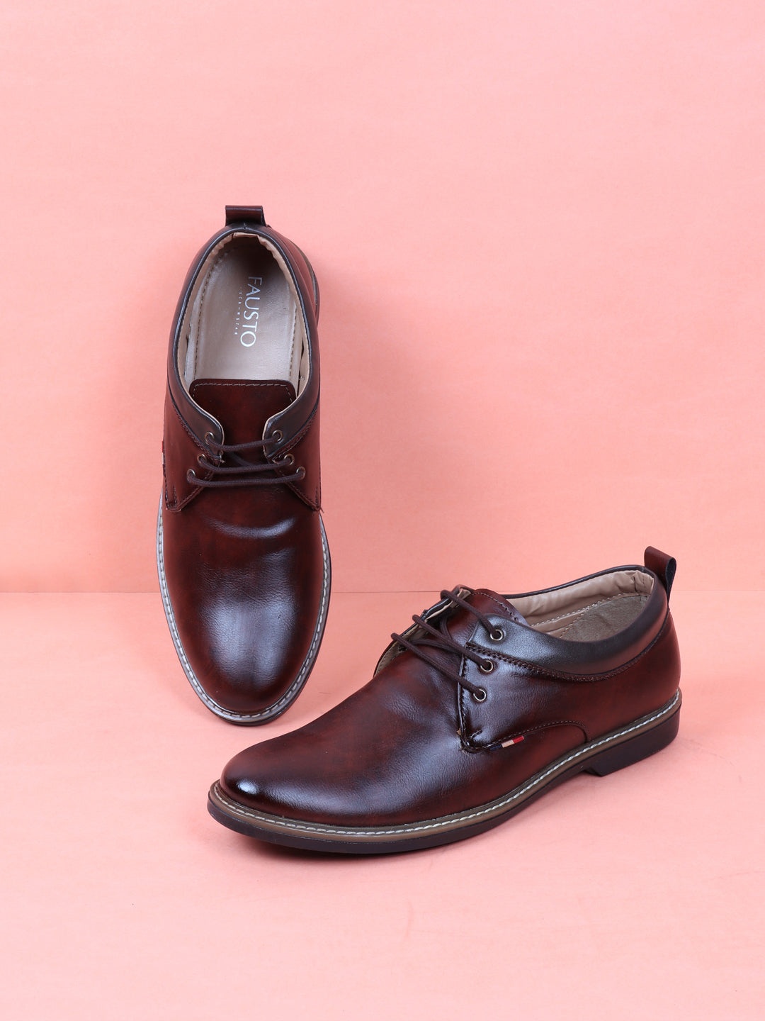 

FAUSTO Men Brown Solid Formal Oxfords