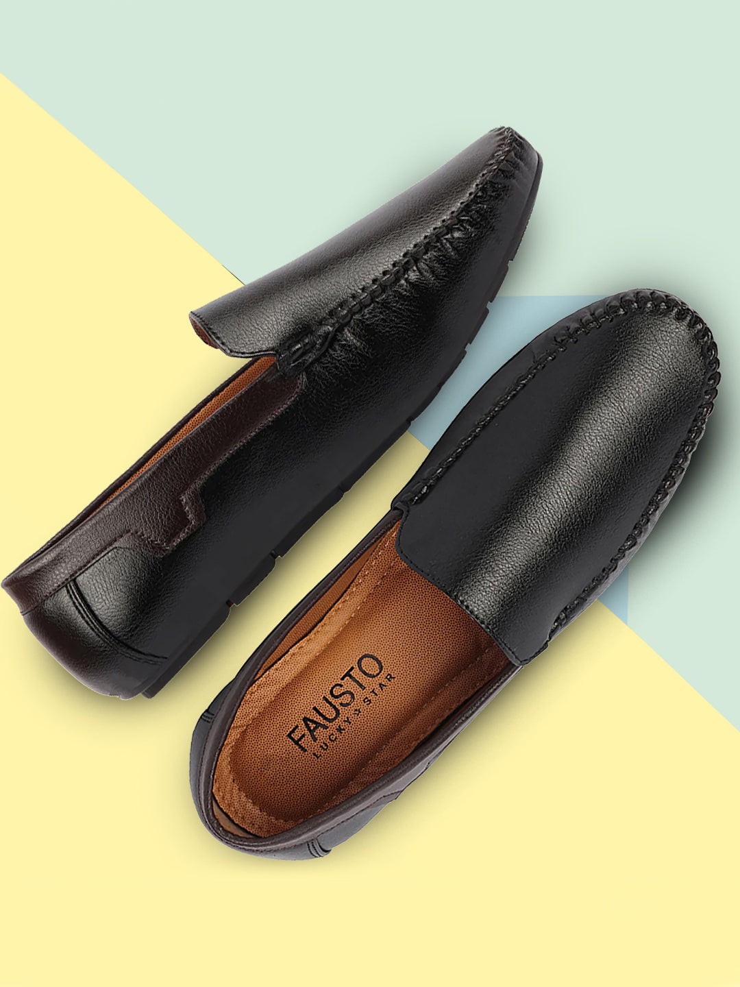 

FAUSTO Men Black PU Lightweight Loafers
