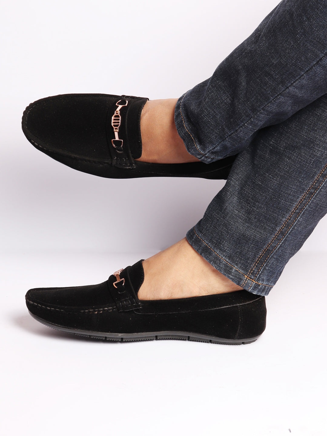 

FAUSTO Men Black Suede Loafers