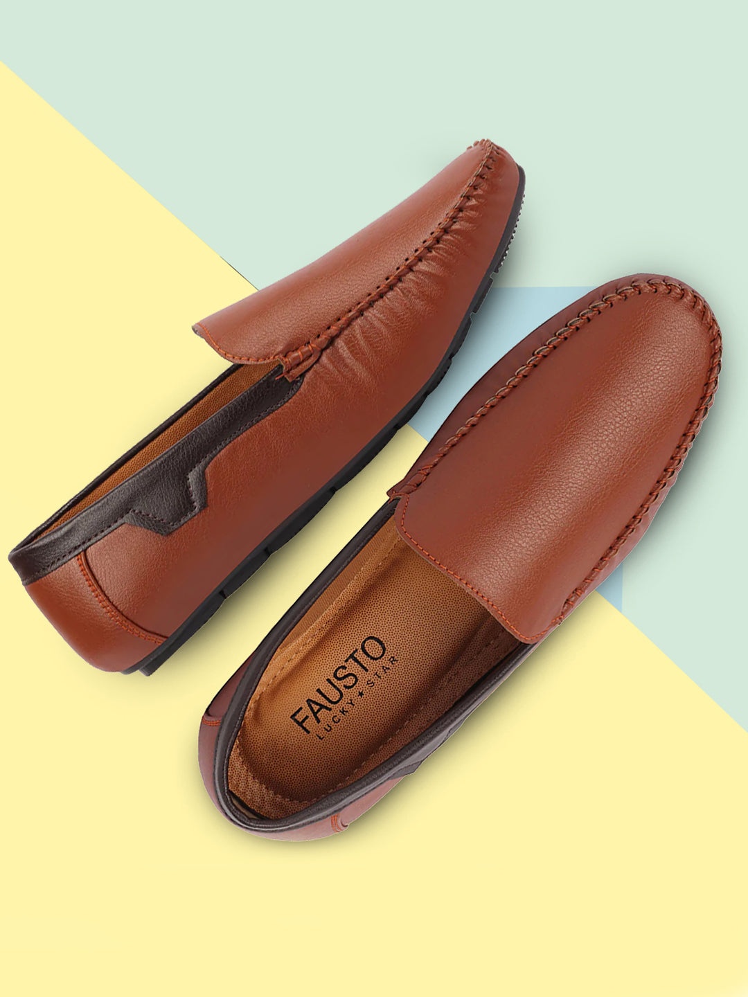 

FAUSTO Men Tan PU Lightweight Loafers