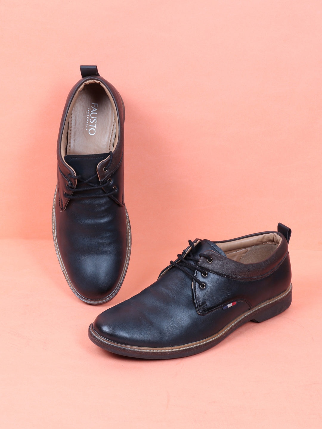 

FAUSTO Men Navy Blue Solid Formal Oxfords