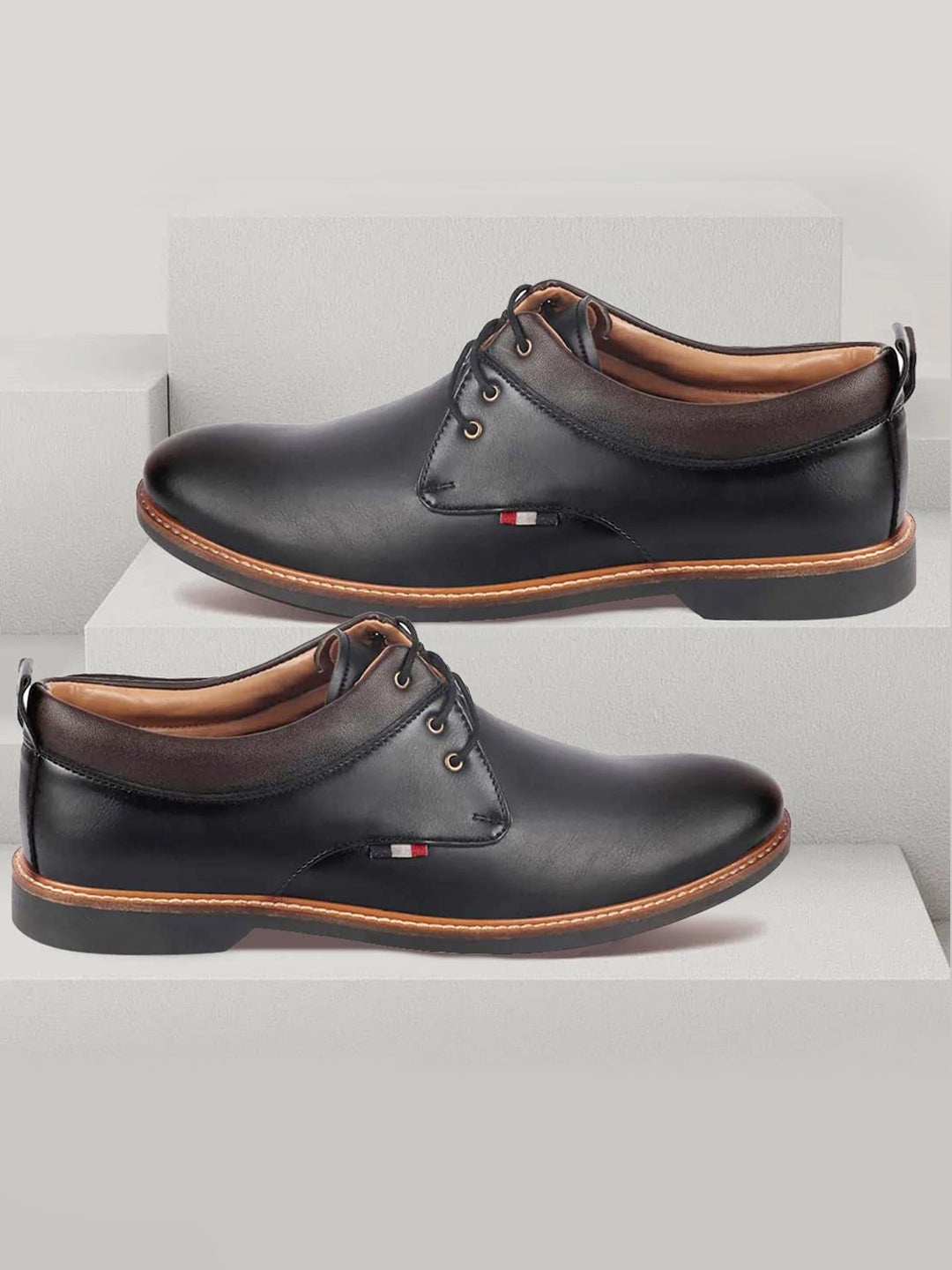 

FAUSTO Men Black Solid Formal Oxfords