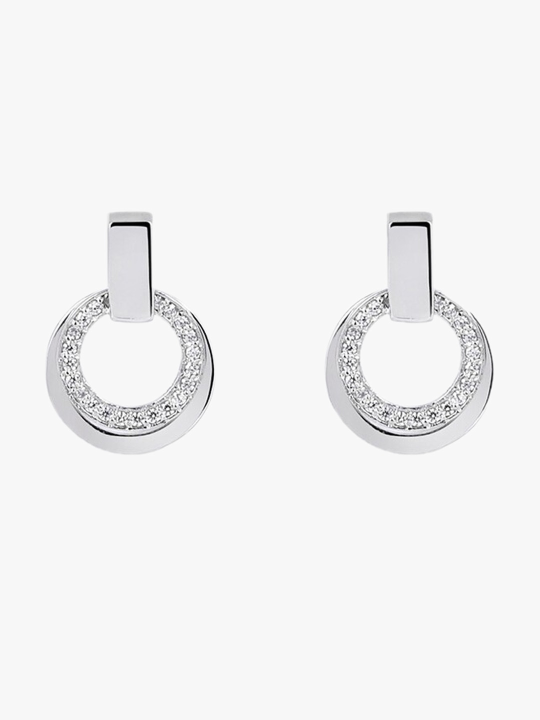 

March by FableStreet Silver-Toned Circular Drop Earrings