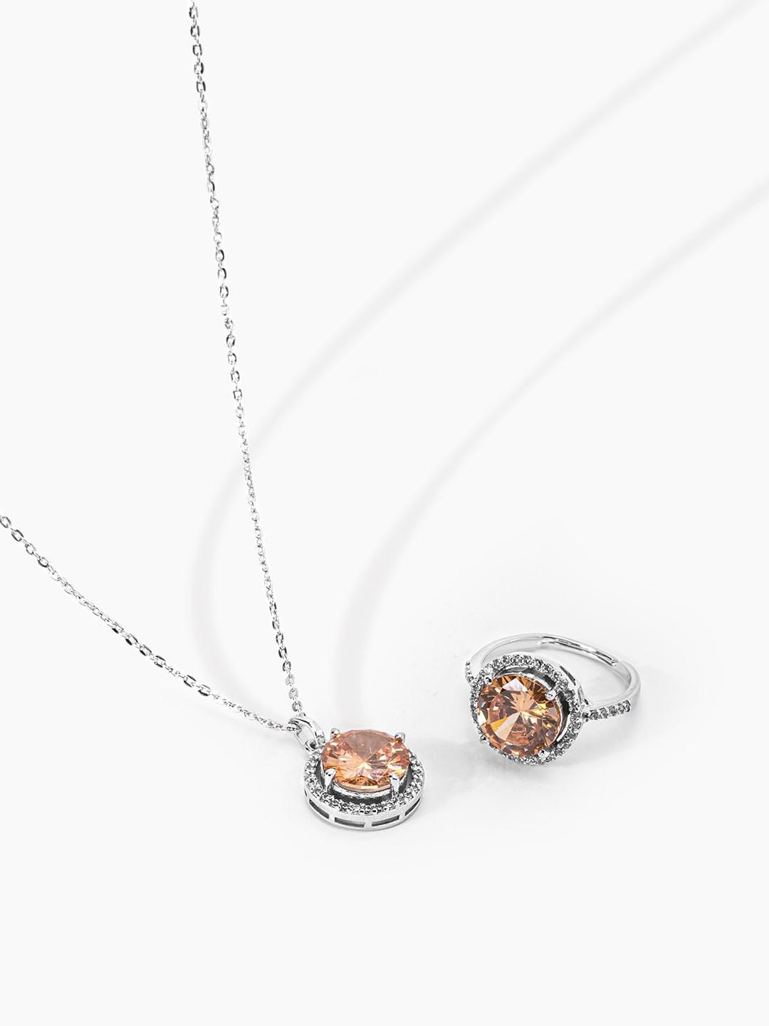

March by FableStreet Sterling Silver Cubic Zirconia Studded Jewellery Set