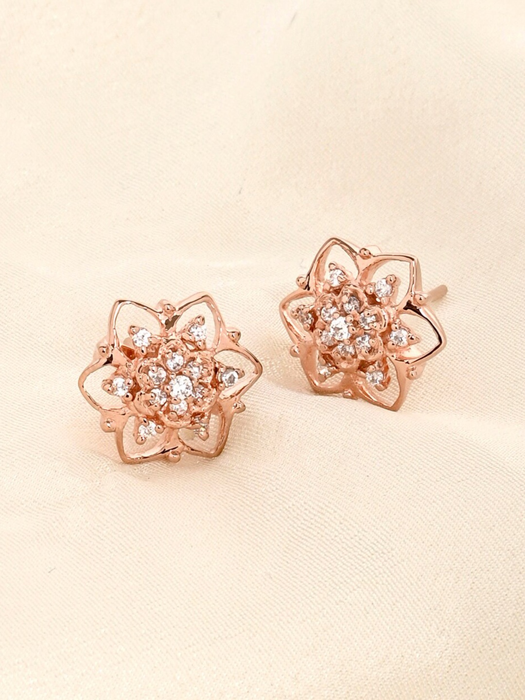 

March by FableStreet Rose Gold Floral Studs Earrings