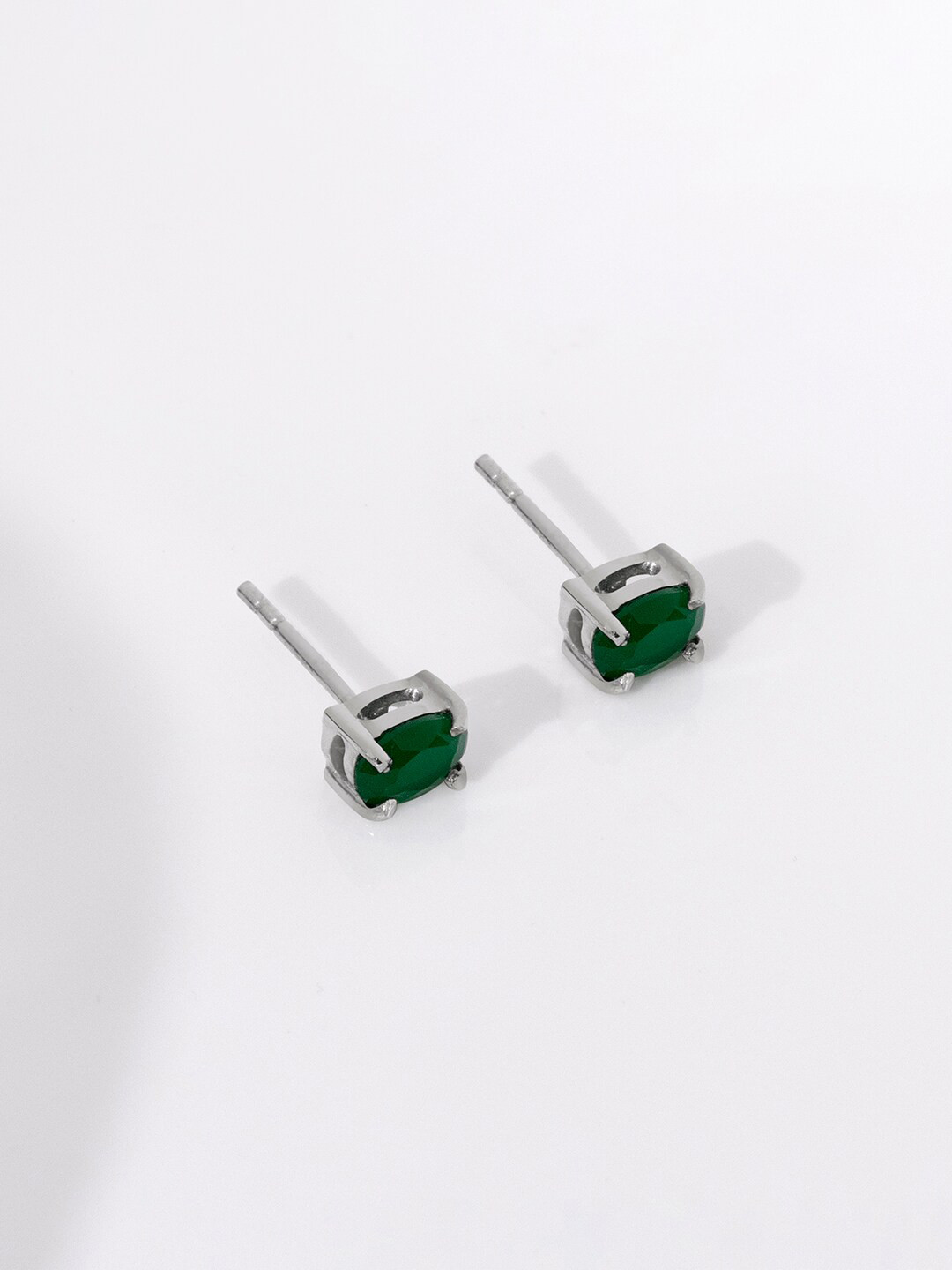 

March by FableStreet Green Oval Studs Earrings