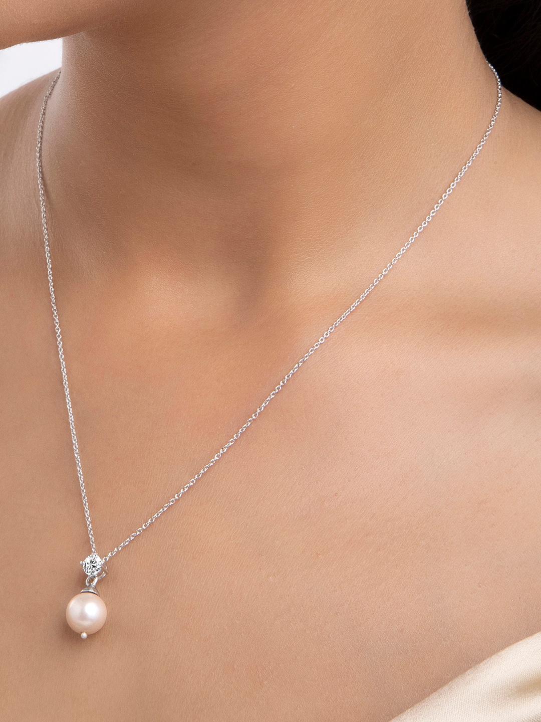 

March by FableStreet Women White & Silver-Plated Cubic Zirconia Chain