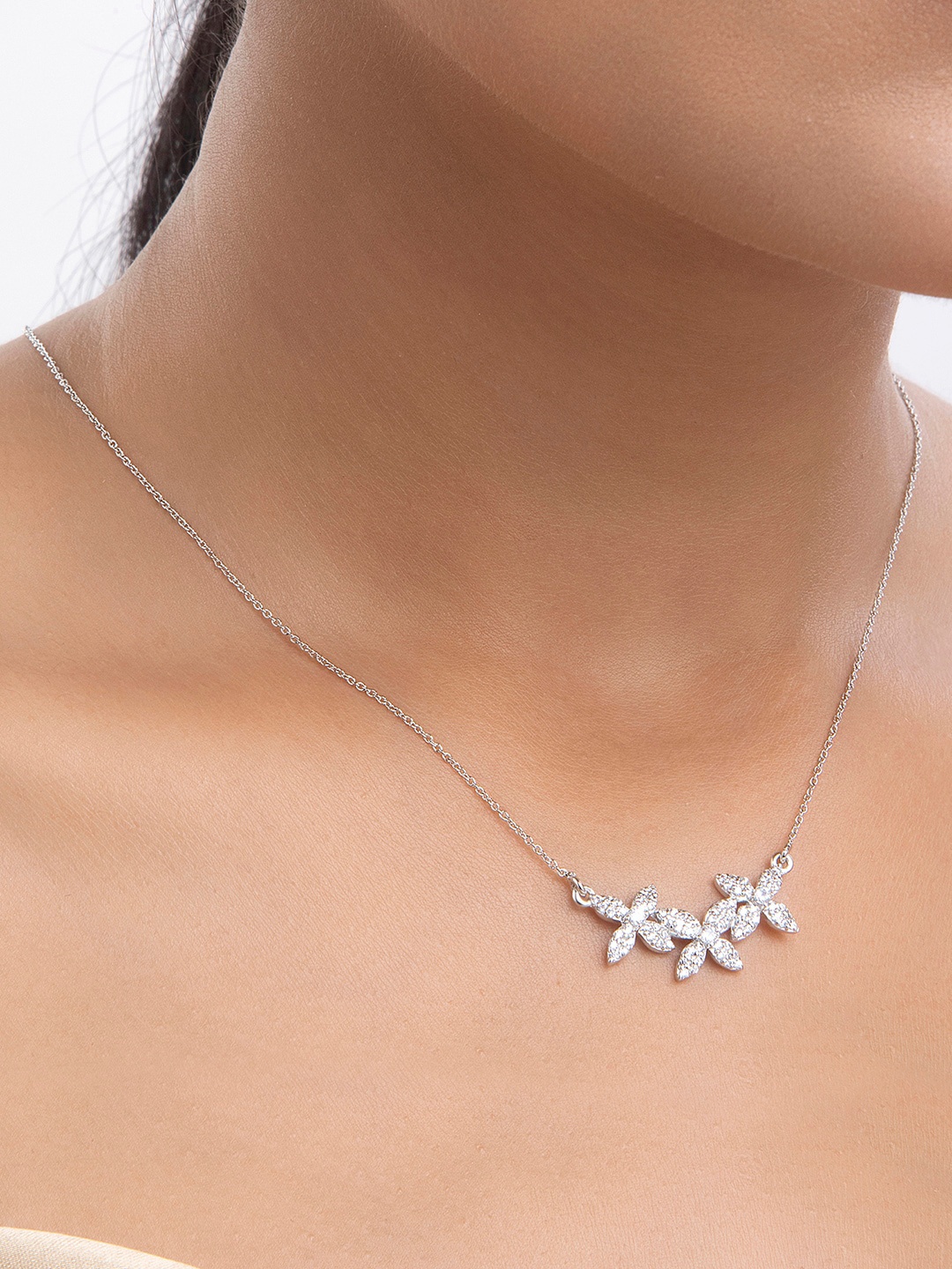 

March by FableStreet Women White & Silver-Plated Cubic Zirconia Chain