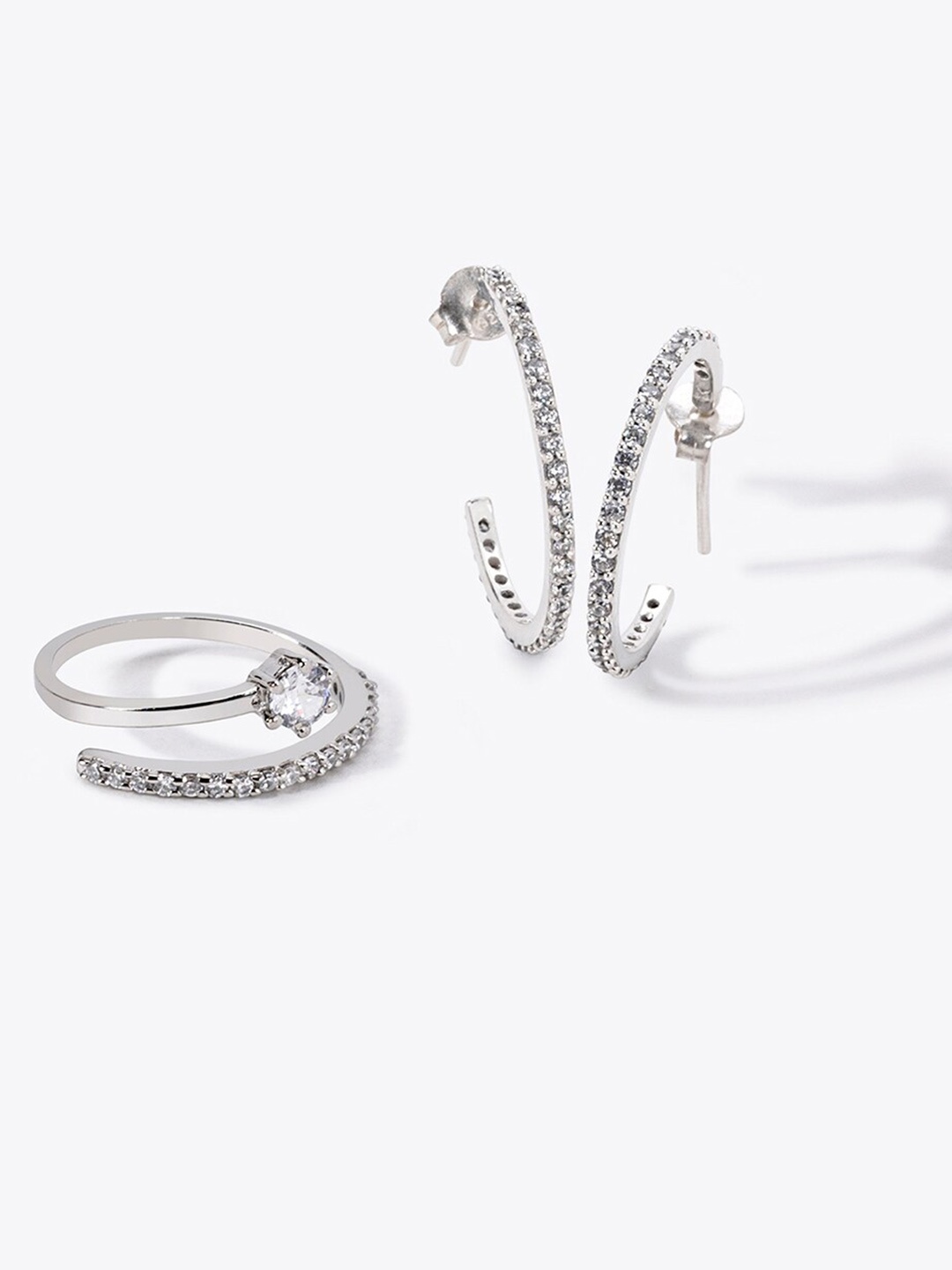 

Mikoto by FableStreet Silver-Plated & CZ Studded Jewellery Set