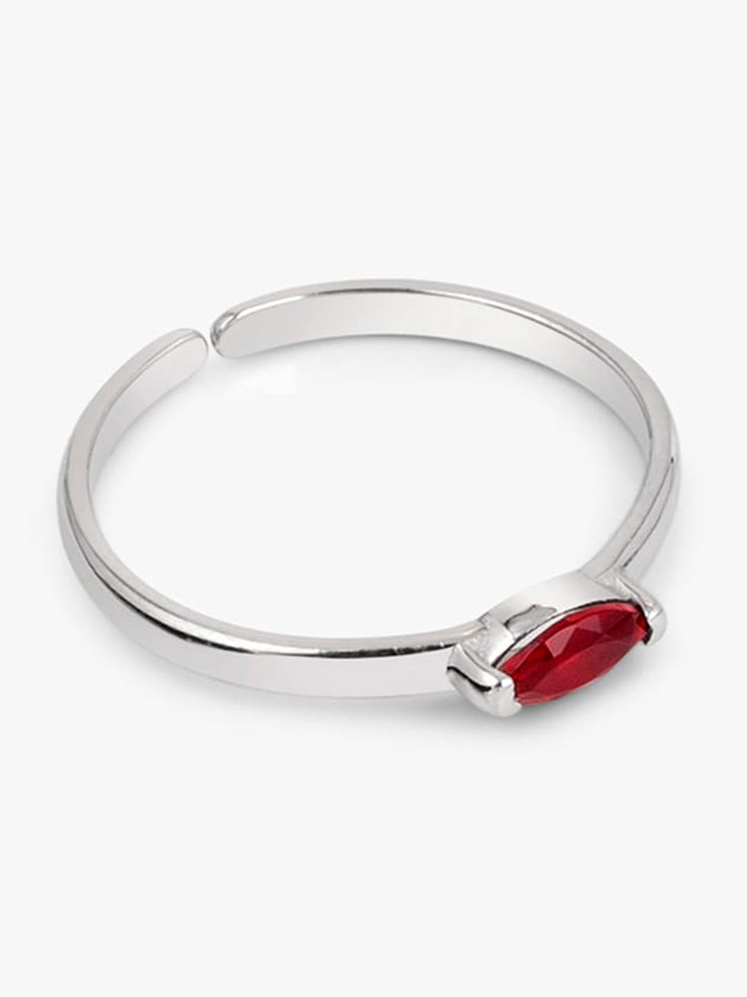 

March by FableStreet Red 92.5 Sterling Silver Quartz-Studded Adjustable Finger Ring