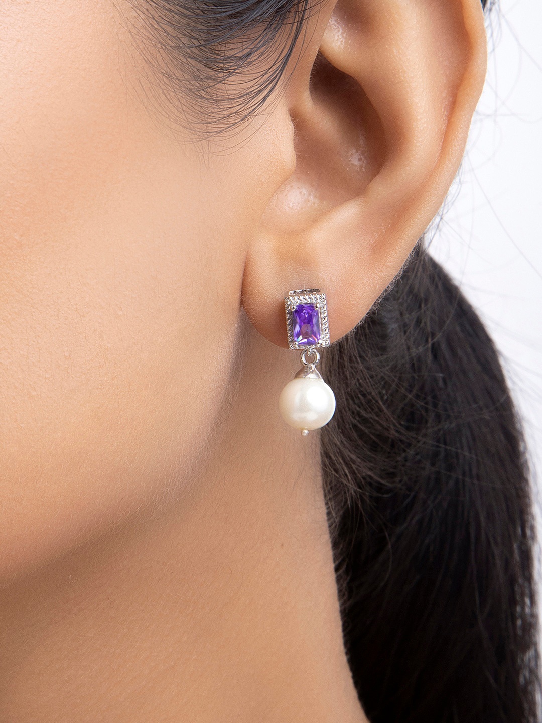 

March by FableStreet Silver-Toned Geometric Drop Earrings