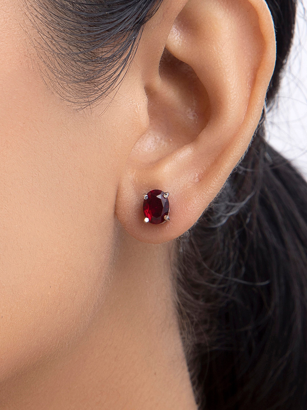 

March by FableStreet Red Oval Studs Earrings