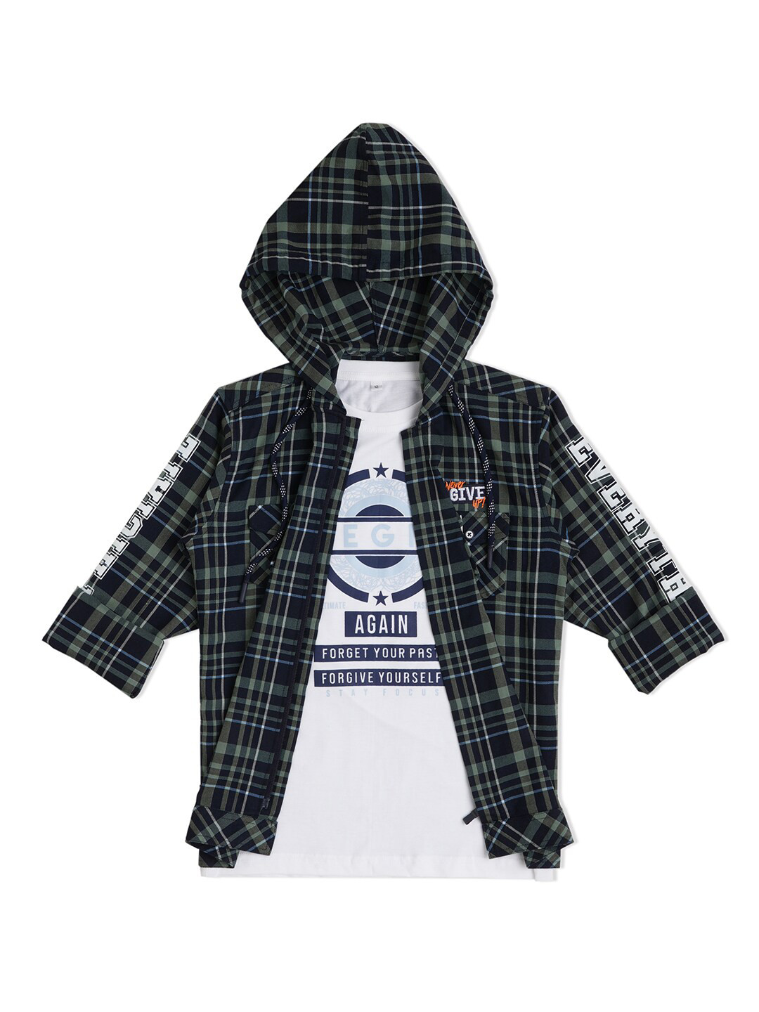 

CAVIO Boys Green Tartan Checks Checked Casual Shirt