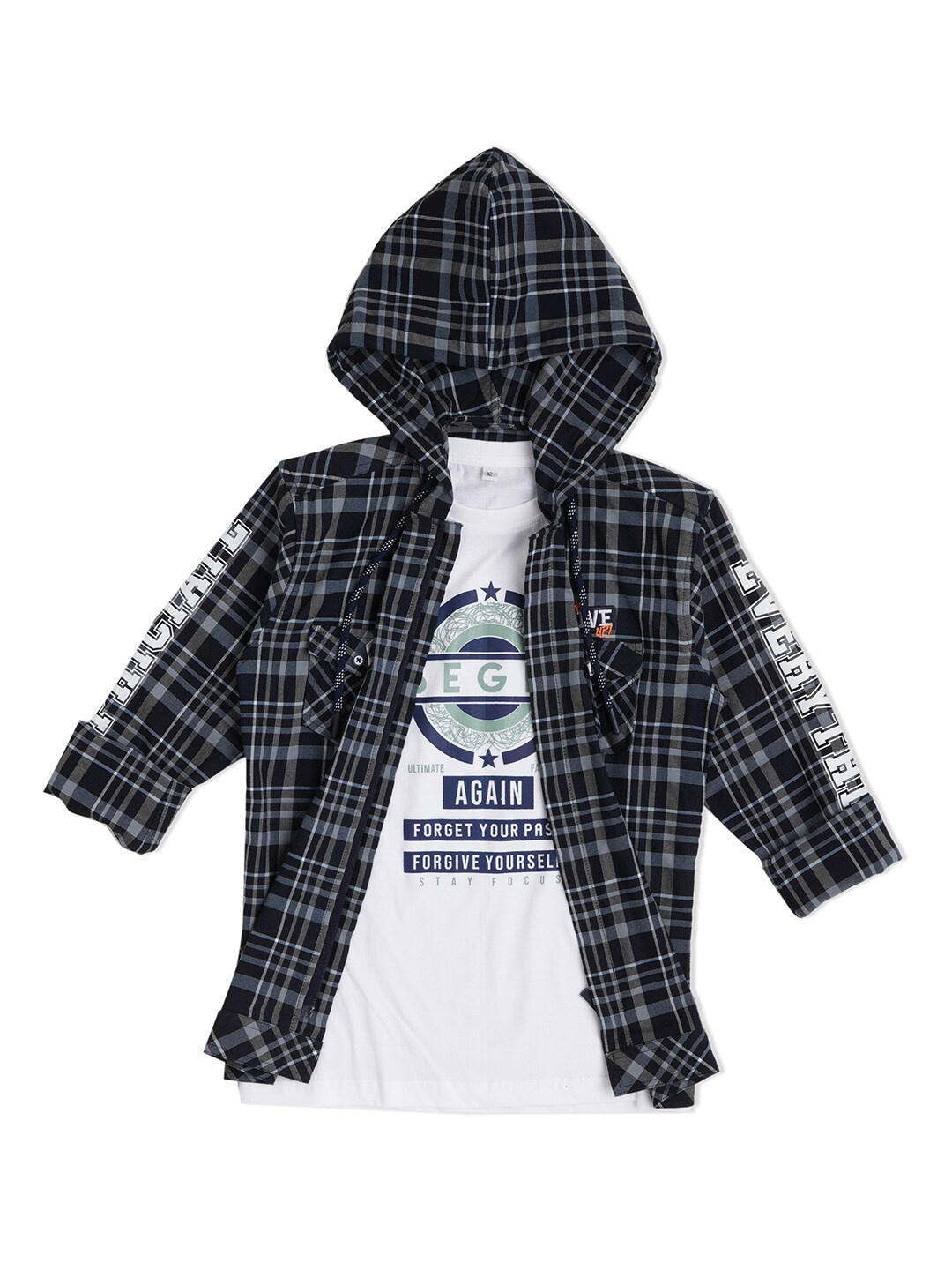 

CAVIO Boys Grey Tartan Checks Checked Casual Shirt