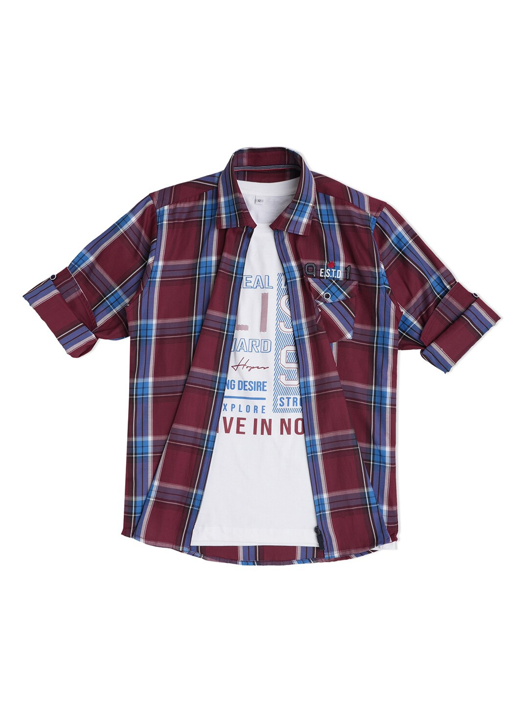 

CAVIO Boys Violet Tartan Checks Checked Casual Shirt