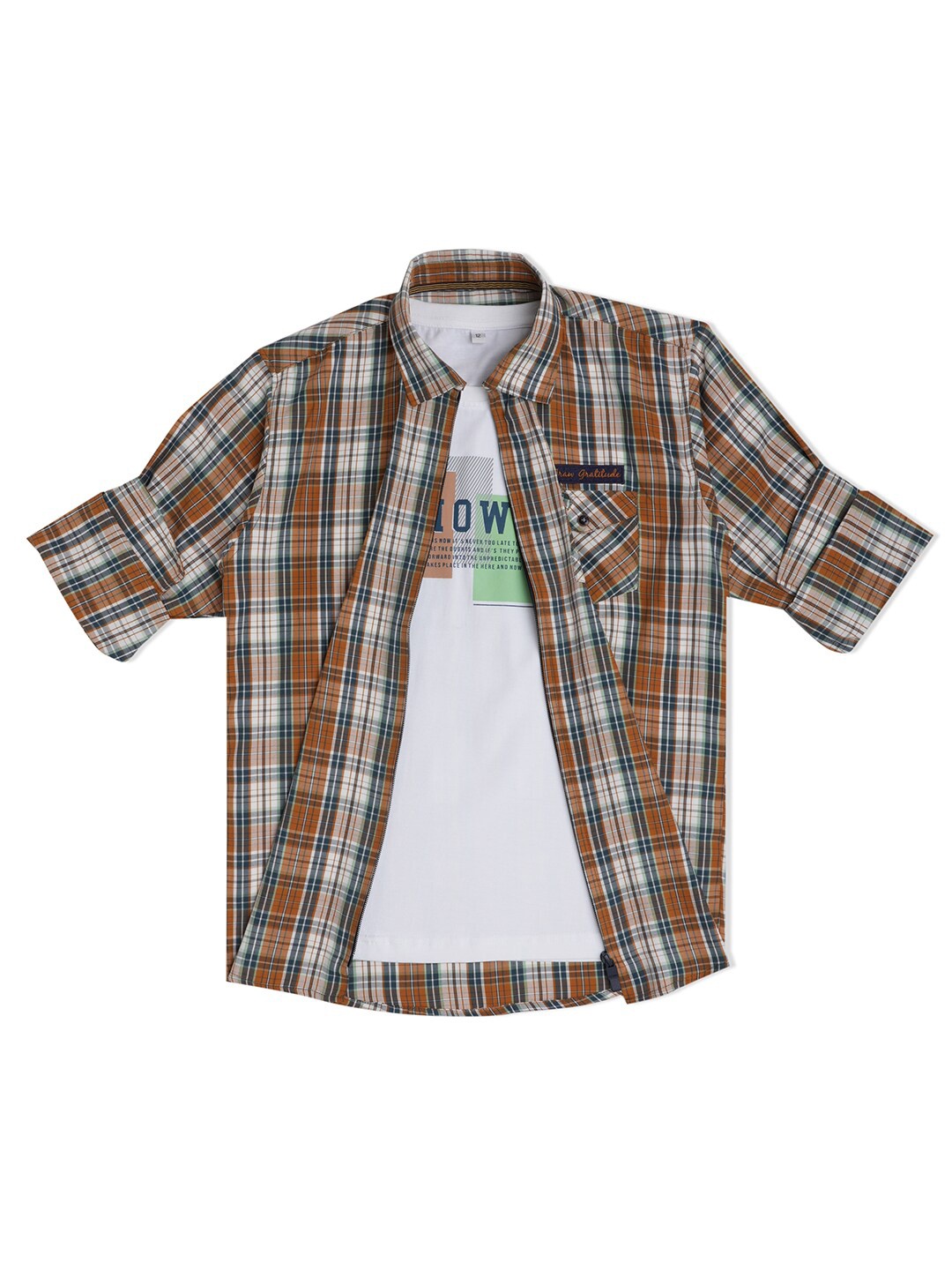 

CAVIO Boys Mustard Tartan Checks Checked Casual Shirt
