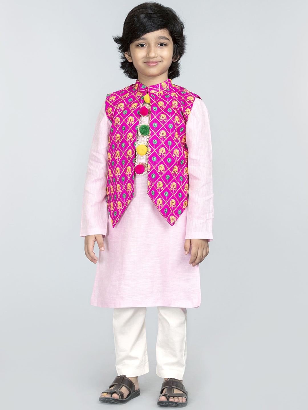 

BYB PREMIUM Boys Pink Linen Kurta with Pyjamas