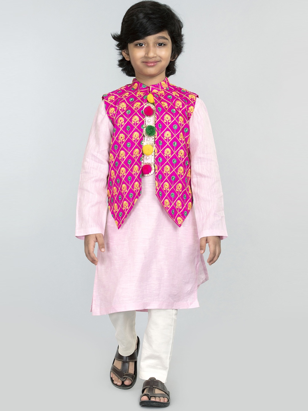 

BYB PREMIUM Boys Pink Linen Kurta with Pyjamas