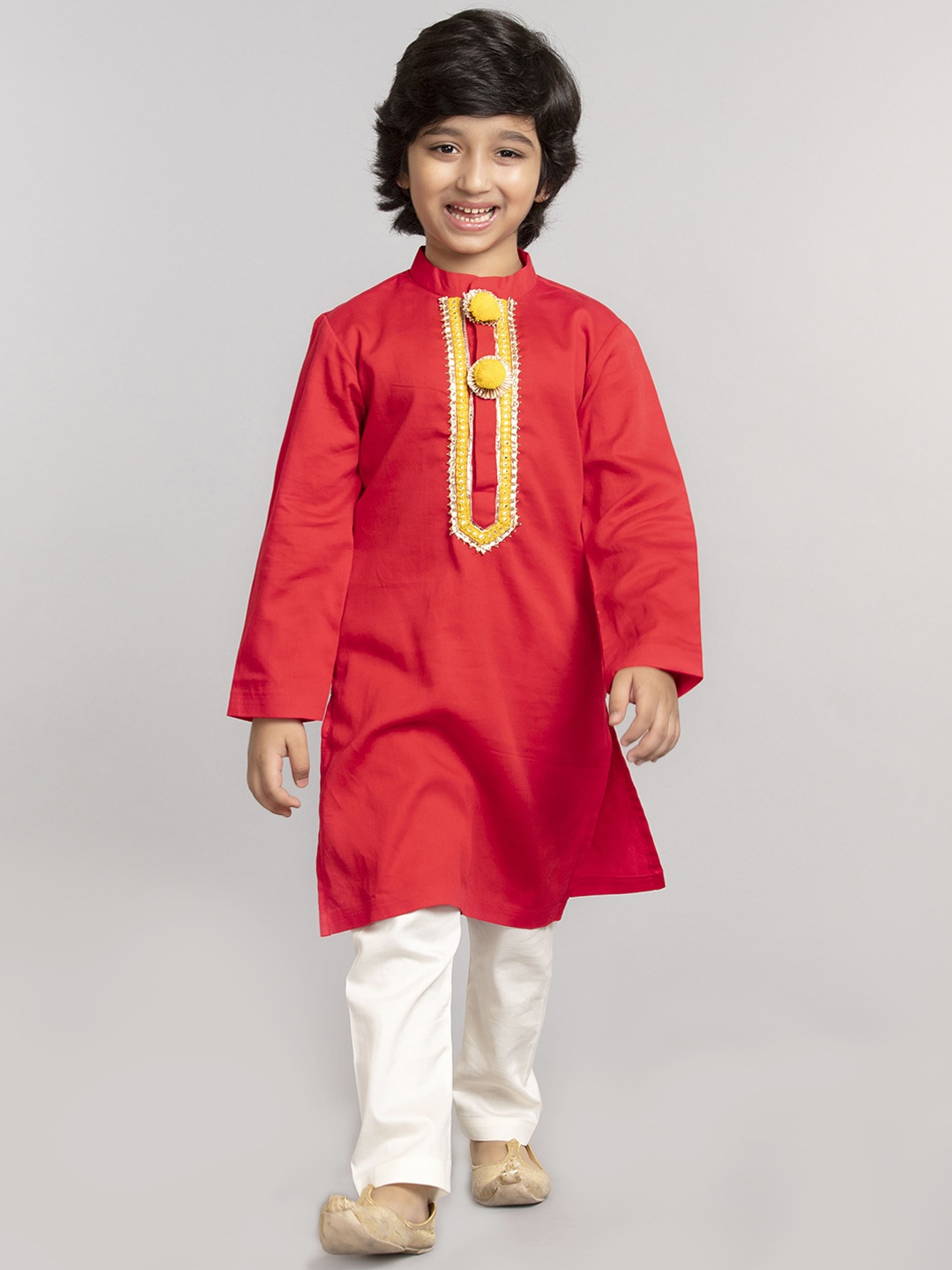 

BYB PREMIUM Boys Red Gotta Patti Kurta with Pyjamas