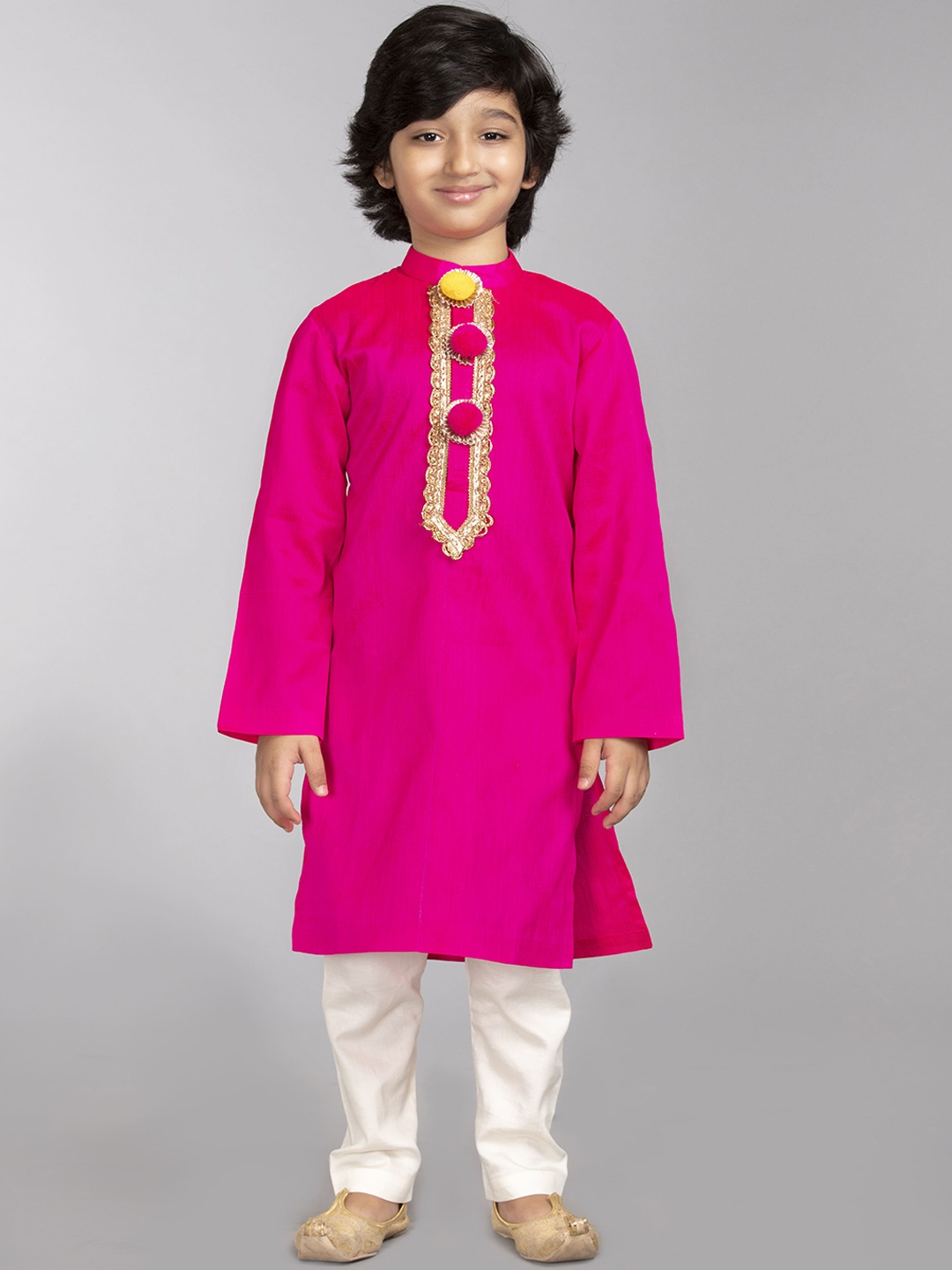 

BYB PREMIUM Boys Pink Gotta Patti Kurta with Pyjama Set