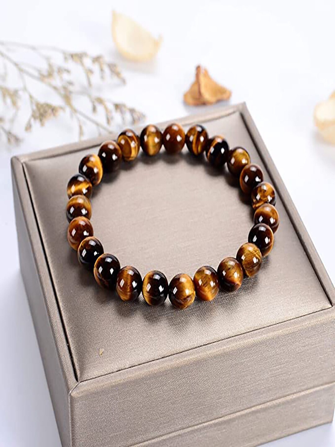 

RDK Unisex Beige & Black Tigers Eye Bracelet