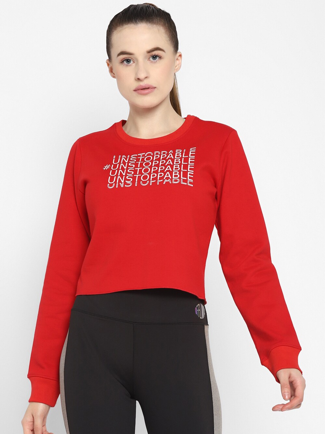 

OFF LIMITS Women Red Printed Cotton Sweatshirt
