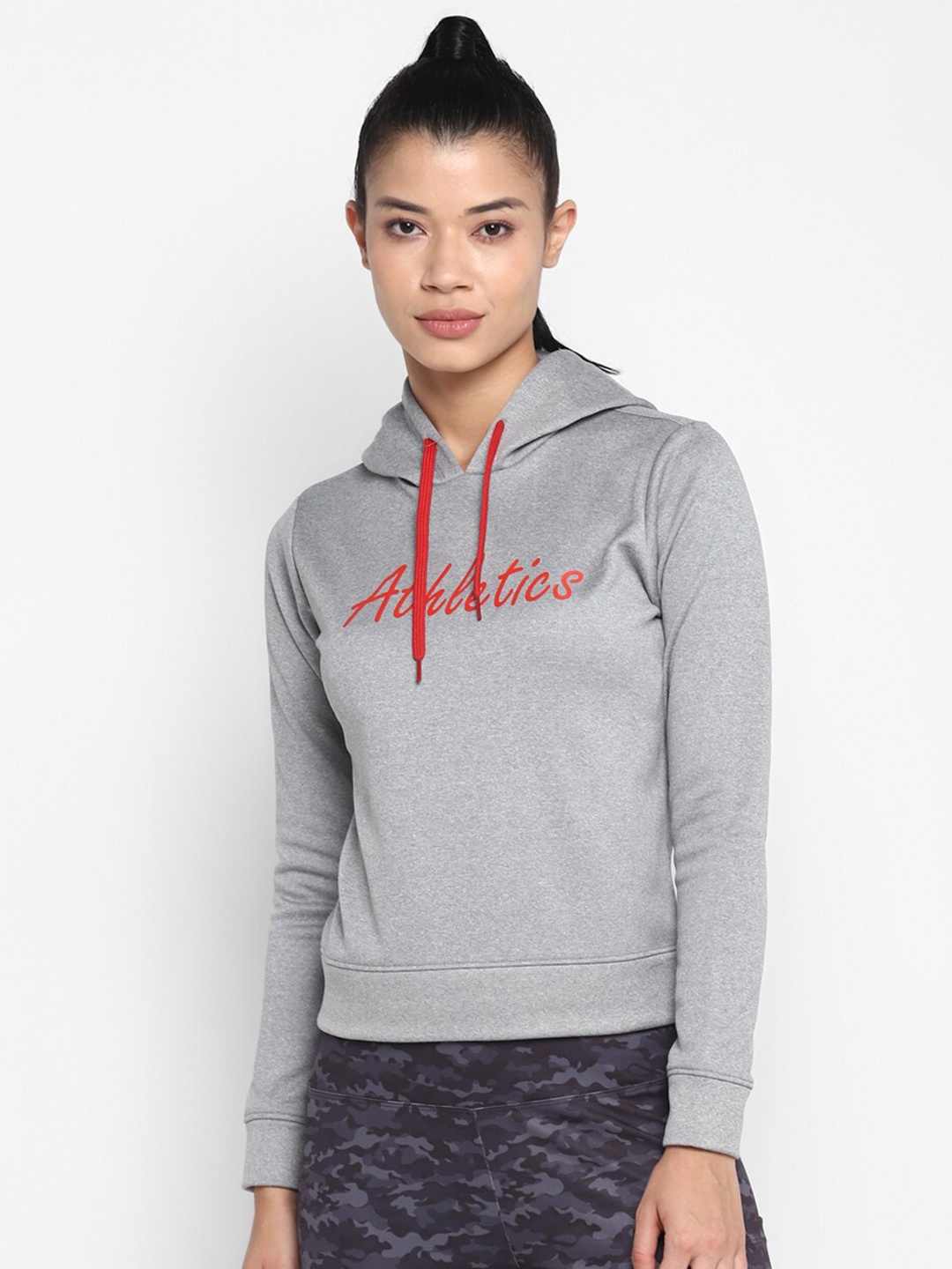 

OFF LIMITS Women Grey Melange Hooded Sweatshirt
