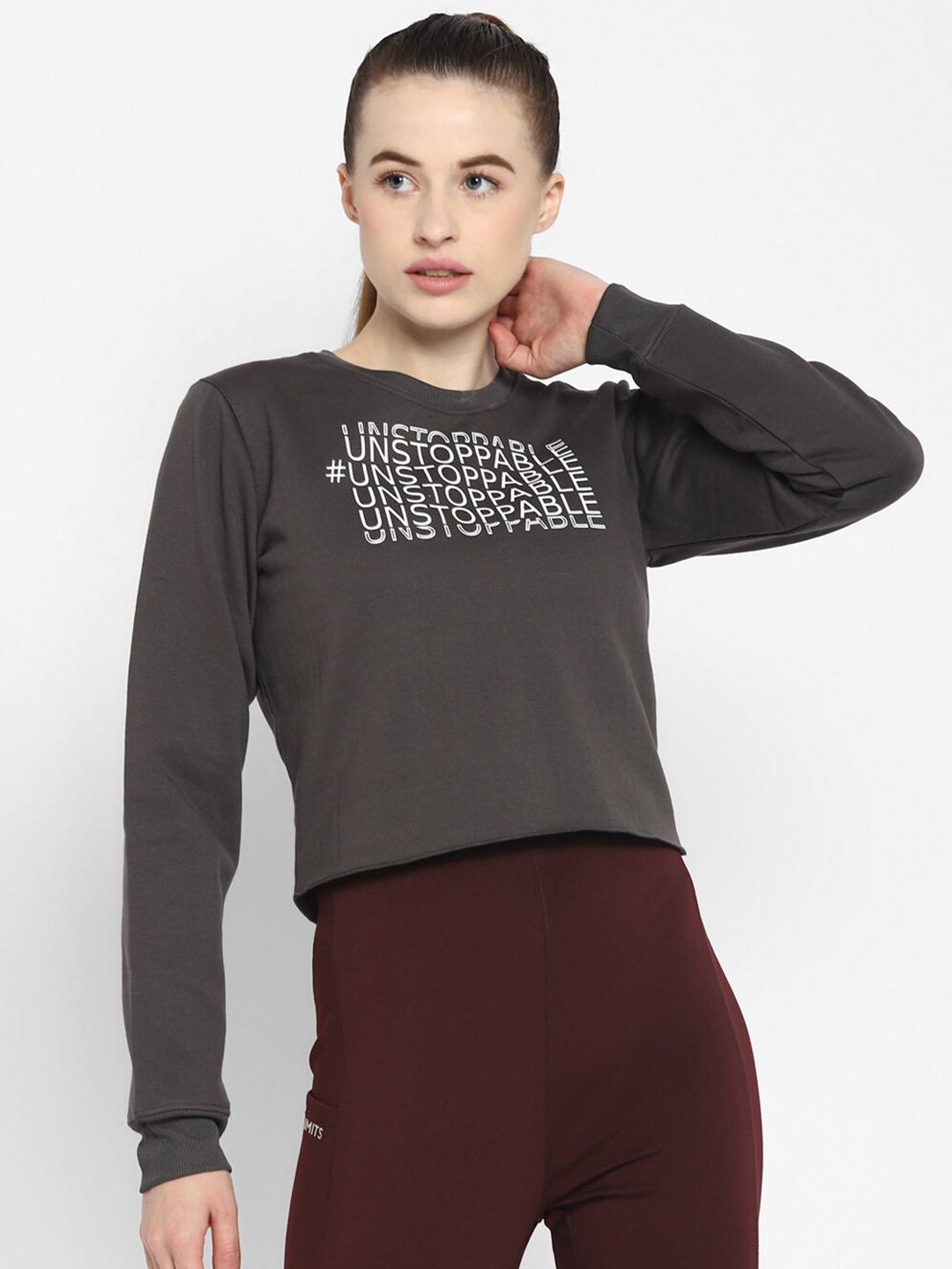 

OFF LIMITS Women Grey Printed Cotton Sweatshirt