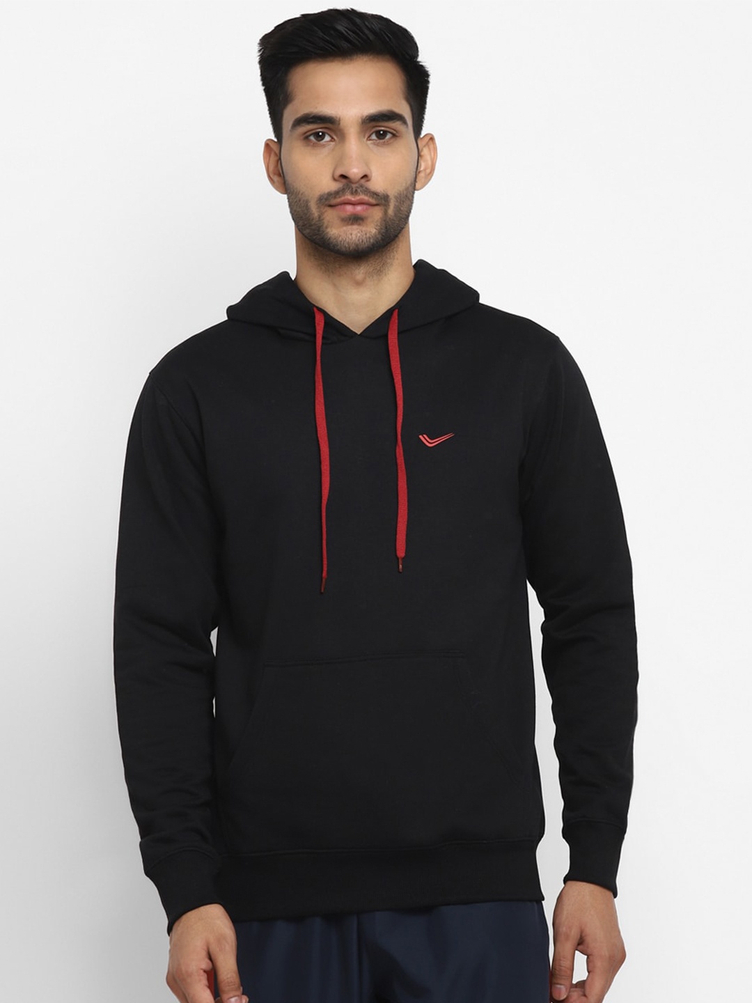 

Yuuki Men Black Hooded Cotton Sweatshirt