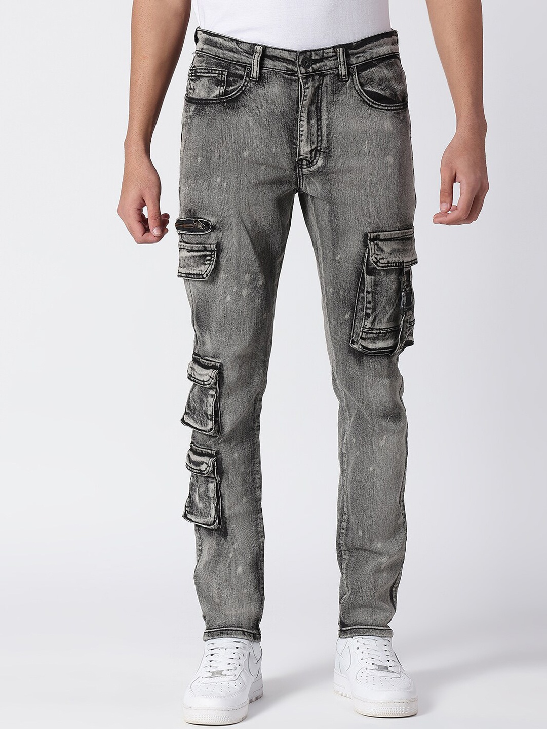 

WAIMEA Men Black Cotton Skinny Fit Mildly Distressed Heavy Fade Stretchable Jeans