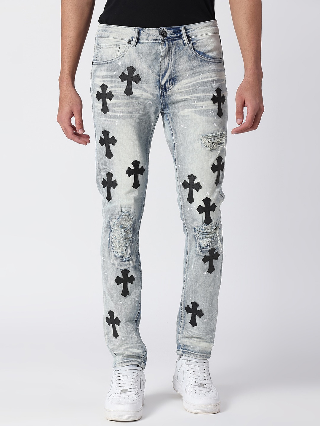 

WAIMEA Men Blue Skinny Fit Mildly Distressed Heavy Fade Stretchable Jeans