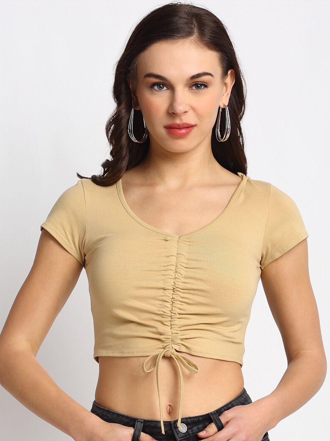 

DOOR74 Women Brown Crop Top