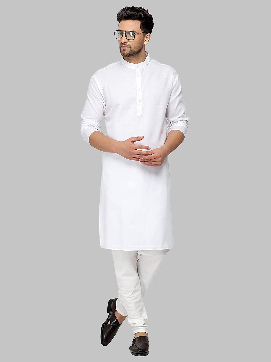 

ROYAL KURTA Men White Side Slit Cotton Kurta