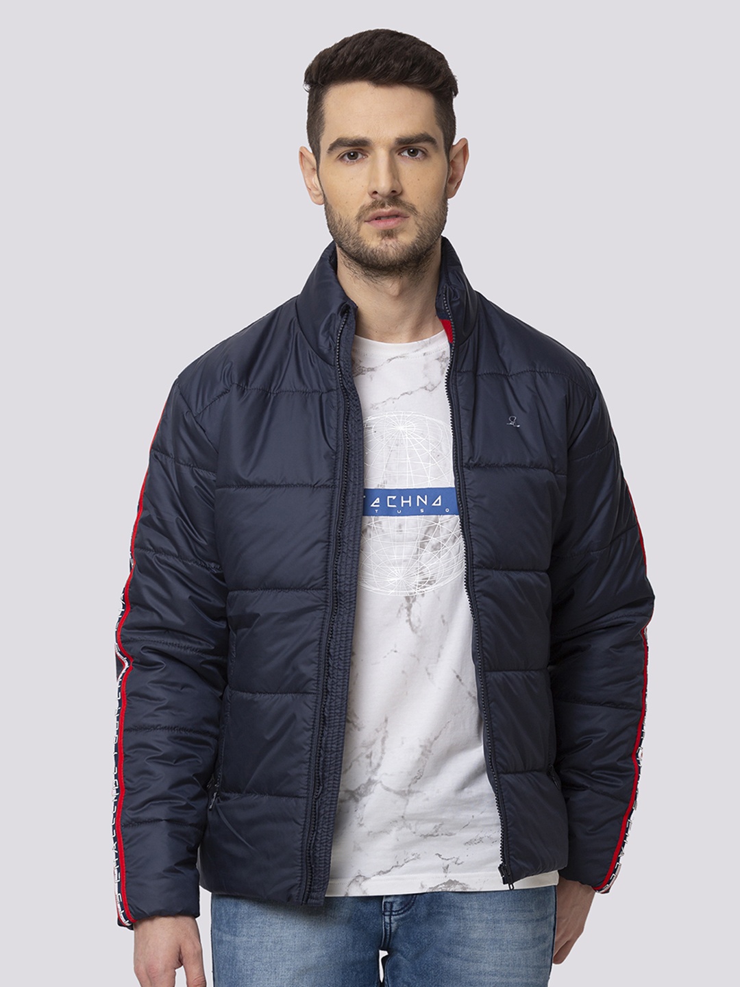 

Status Quo Men Navy Blue Padded Jacket