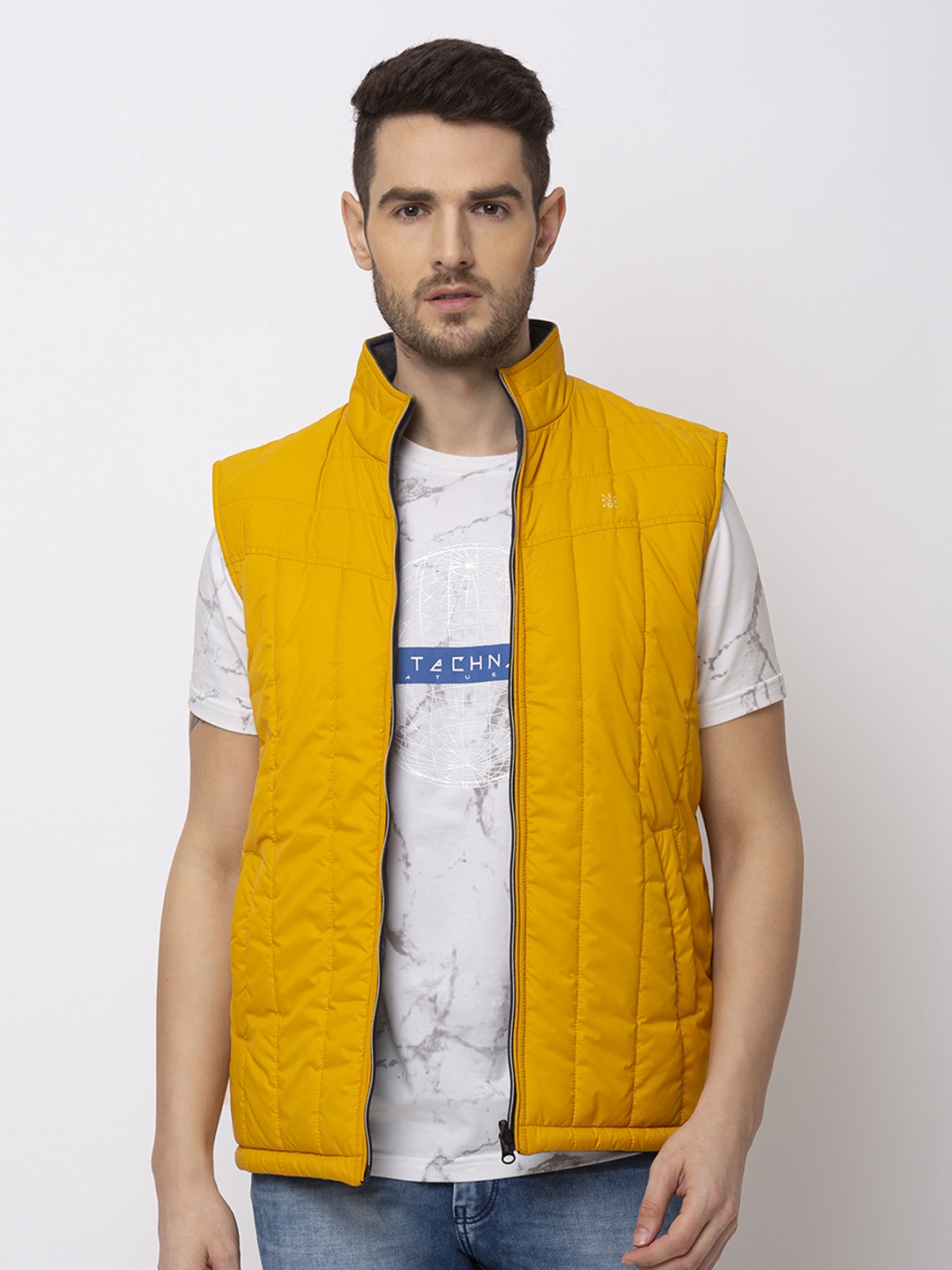 

Status Quo Men Mustard Quilted Jacket