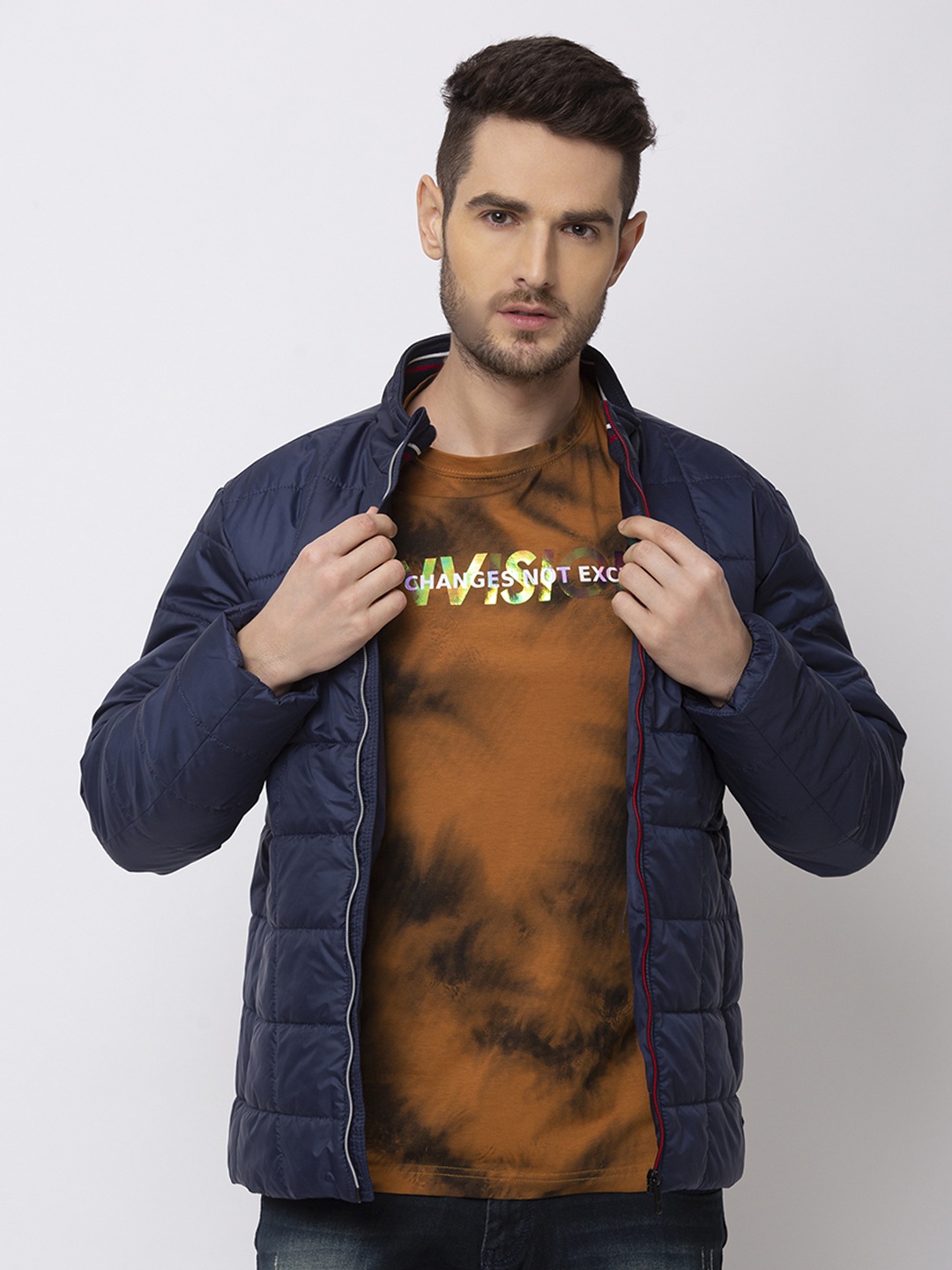 

Status Quo Men Navy Blue Padded Jacket