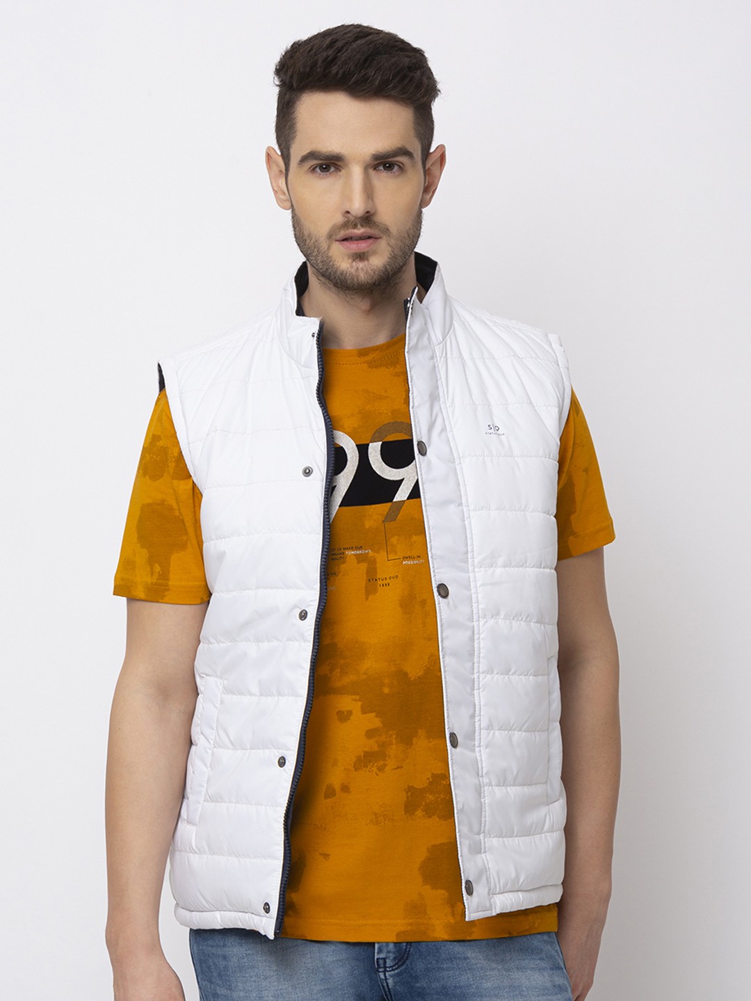 

Status Quo Men White Padded Jacket