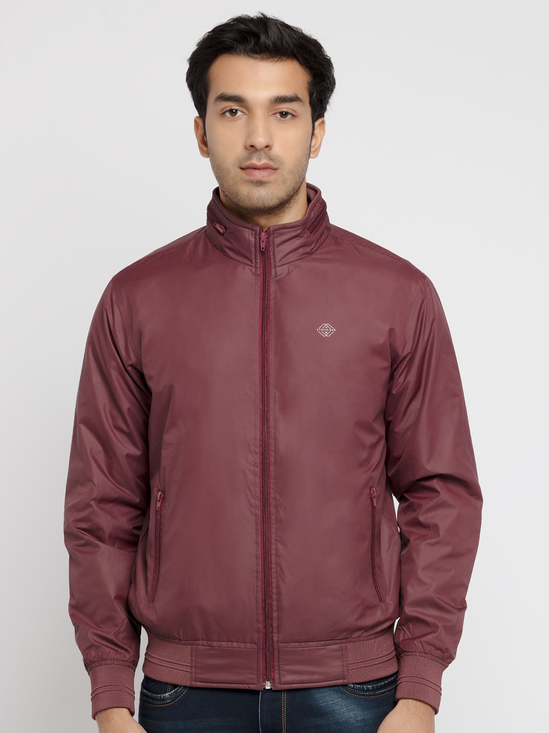 

Status Quo Men Maroon Bomber Jacket