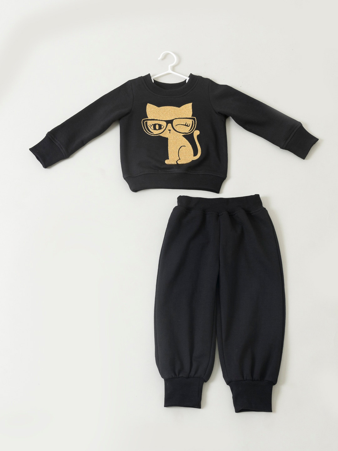 

pspeaches Girls Black Printed Top with Pyjamas