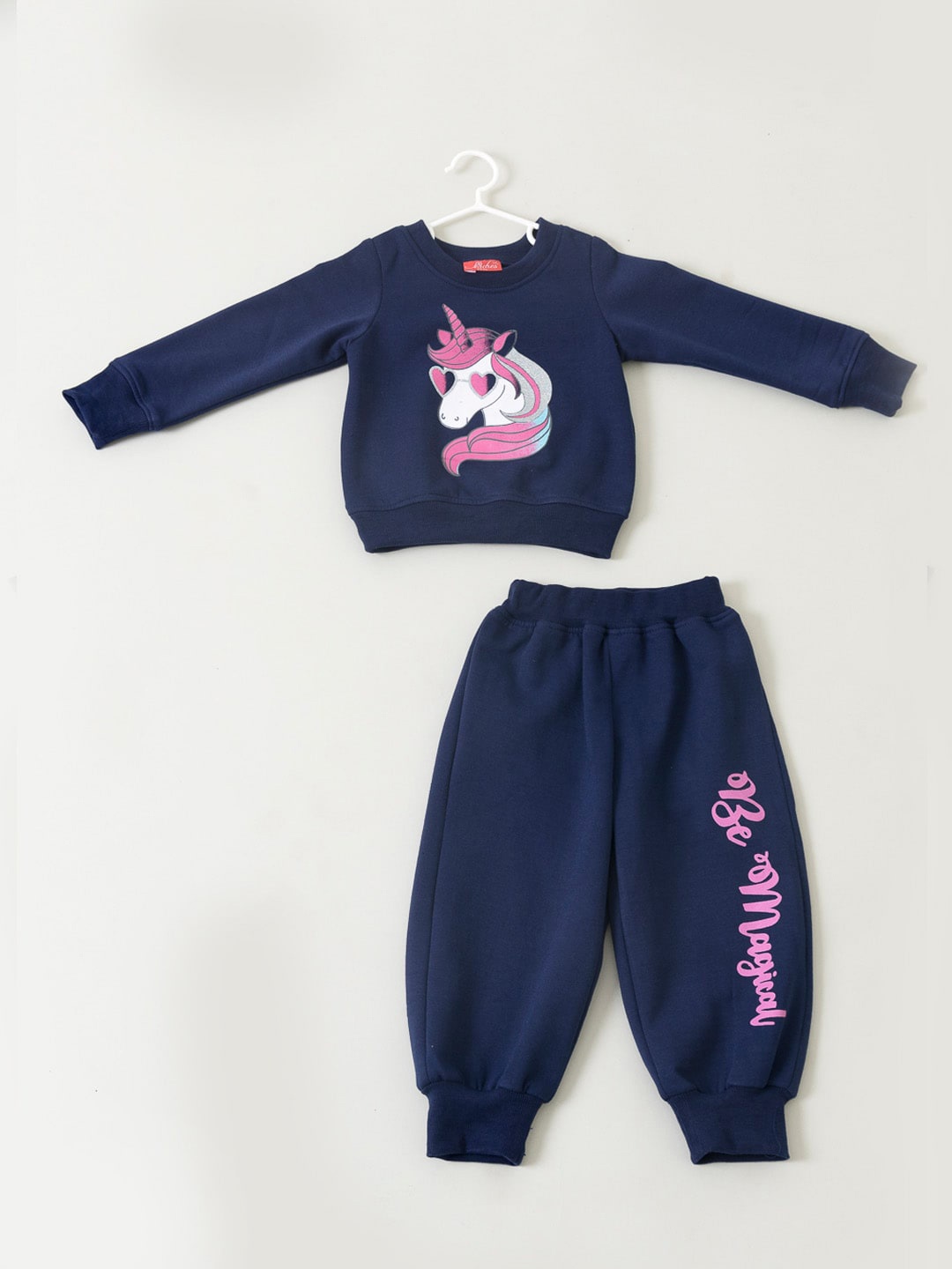 

pspeaches Girls Navy Blue & Pink Printed T-shirt with Pyjamas