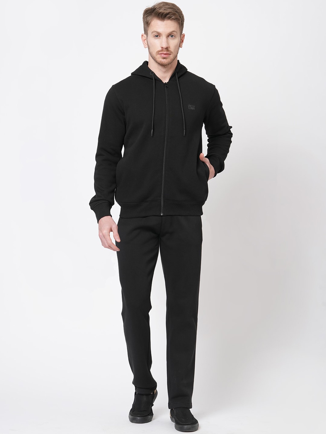 

Sweet Dreams Men Black Solid Fleece Tracksuits